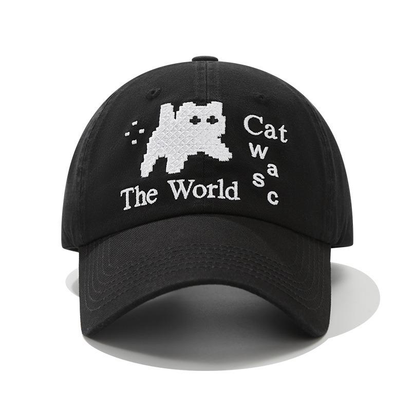 Original design pixel wind cat embroidery baseball cap female simple versatile spring and summer outdoor sunshade cap