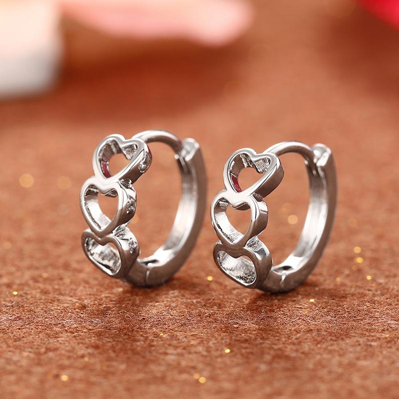 

Huitan Chic Hollow Heart Design Circle Hoop Earrings for Women Metal Color Jewelry for Daily Life Teen Girls Accessories as pictures