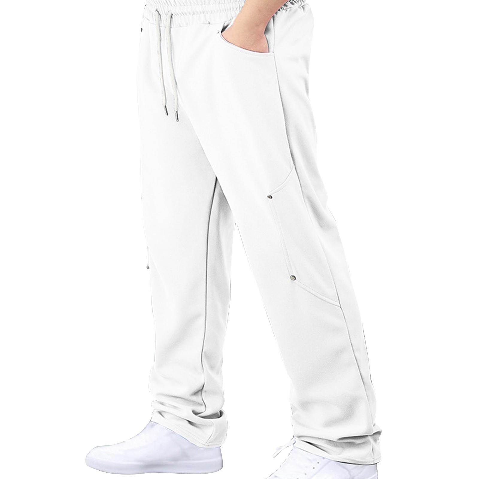 

Чоловічі повсякденні прямі брюки зі шнурками. Чоловічі дихаючі спортивні штани L білий
