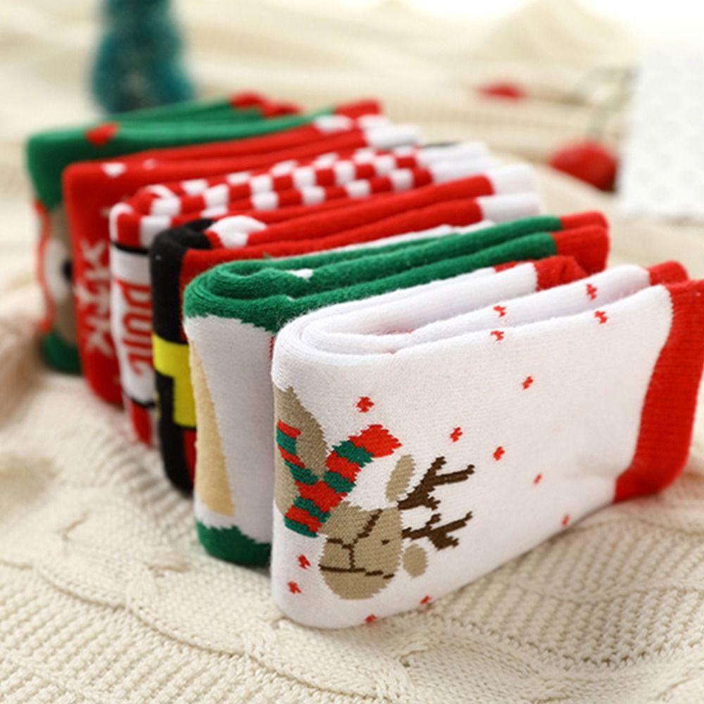 Santa Claus Children Christmas Socks Cotton Mid-Tube Socks Comfortable Cartoon Hosiery  Kid