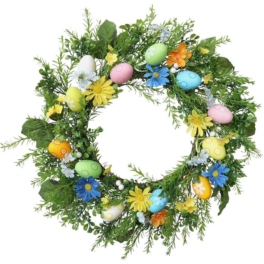Handmade Easters Flower Wreath Beautiful Festival Easters Eggs Wreath Decoration for Shop Window and Home Door