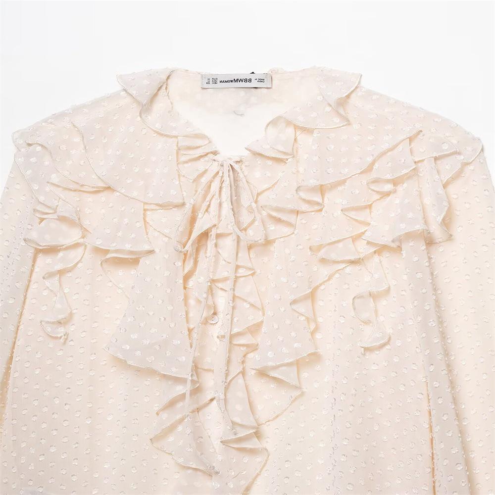 TAOP&ZA Summer Women's Elegant Ruffle Tie Layered Shirt Top