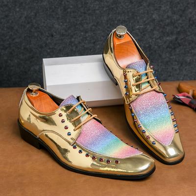 British Style Pointed Toe Leather Shoes Punk Style Mens Oxfords Footwear Stylish Street Style Formal Dress Shoes Man Spike Flats