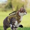 Tactical Cat Harness Leash Set for Walking Adjustable Cat Dog Vest Harness with Soft Mesh Padding Rubber Handle  Cat Harness