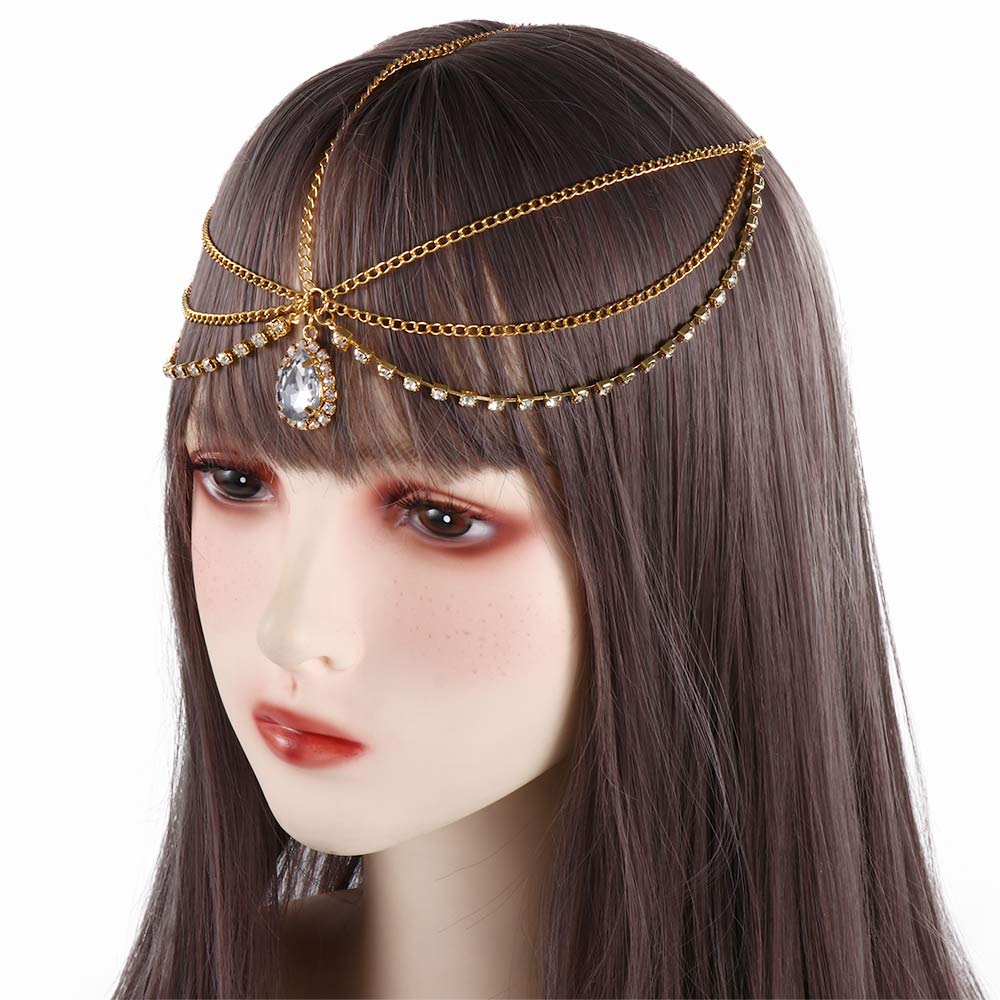 Headwear Head chain Eyebrow Pendant Bohemian Headdress Water Drop Hair Ornament Forehead Chain