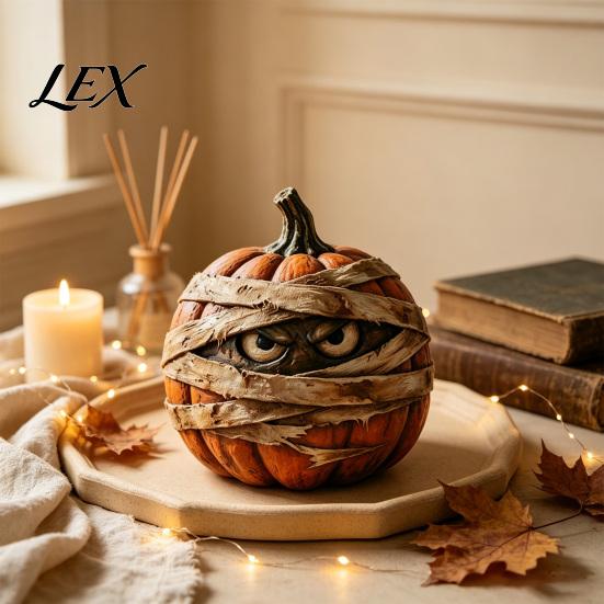 Rustic Wooden Pumpkin Decor Halloween Figurine, Spooky Ornament, Fall Thanksgiving Home Tabletop Accents Table Centerpiece for Party Tiered