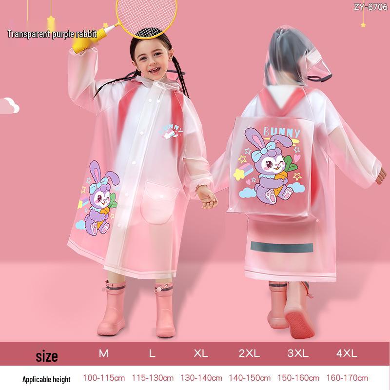 

Детский плащ-дождевик из ЭВА: Расширенное цельное пончо-рюкзак для 6-летних детей, идеально подходит для ливней и походов XXXL