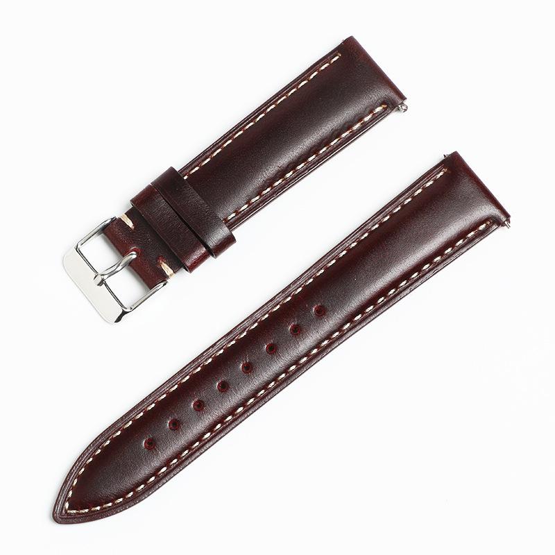 Oil Wax Leather Pointed Tail Strap First Layer Cowhide Retro Real Cowhide Switch Quick Release Smart Strap Universal