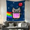 Nyan Cat Wandteppich Ästhetischer Wandbehang Gedruckter Stoffdecke Dekorative Wandteppiche für Schlafzimmer Wohnzimmer Heimdekoration
