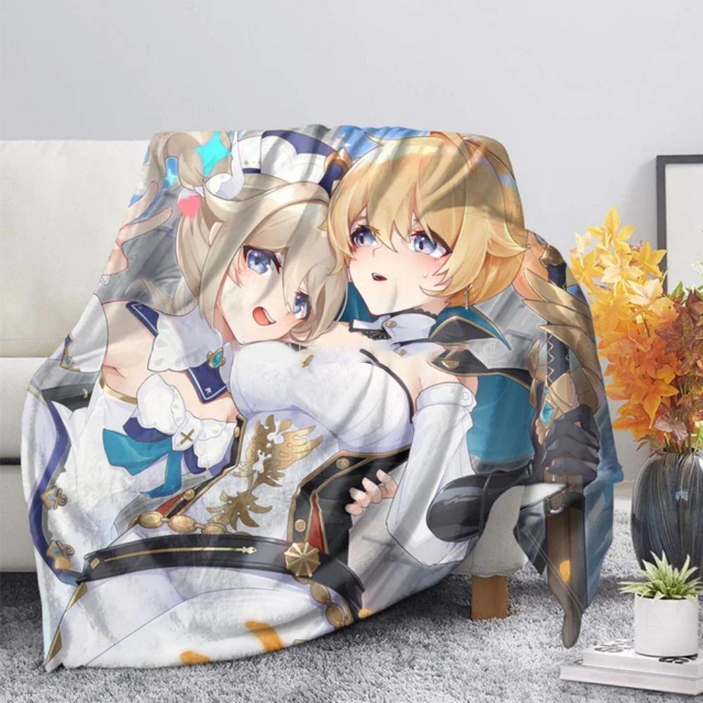 3d Printed Genshin Impact Girls Blanket Bedspread Cute Flannel Home Camping Aircraft Blanket Plush Soft Comfortable Blanket