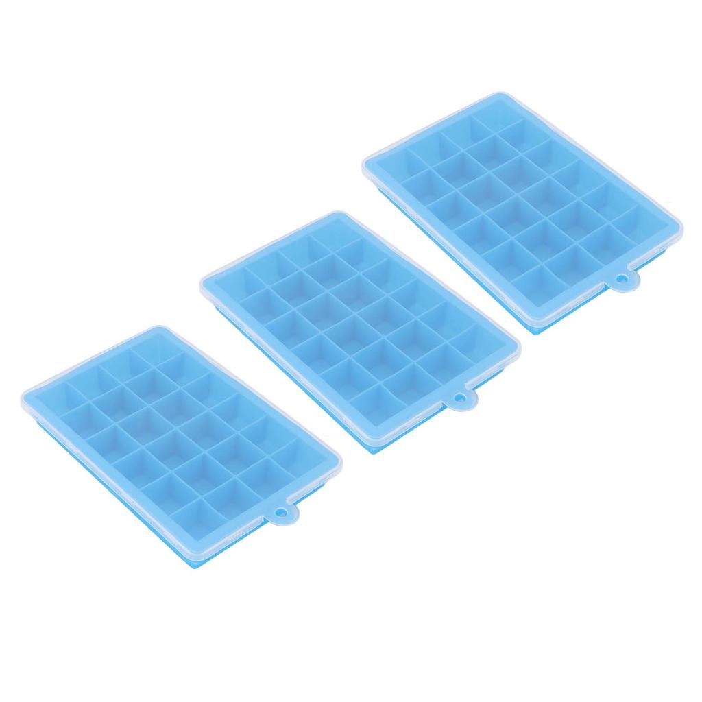 3 Stück Eiswürfelform Wiederverwendbar 24 Fächer Eiswürfelform mit Abnehmbarem Deckel Leichtes Entformen Silikon Eiswürfelbereiter für