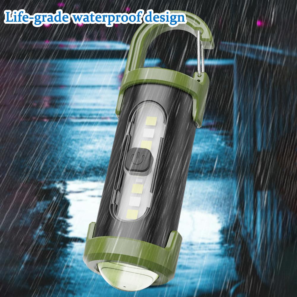 Rechargeable Keychain Flashlights 4 Modes Work Light Flashlight Super Bright Mini Emergency Keychain Light for Walking Hiking