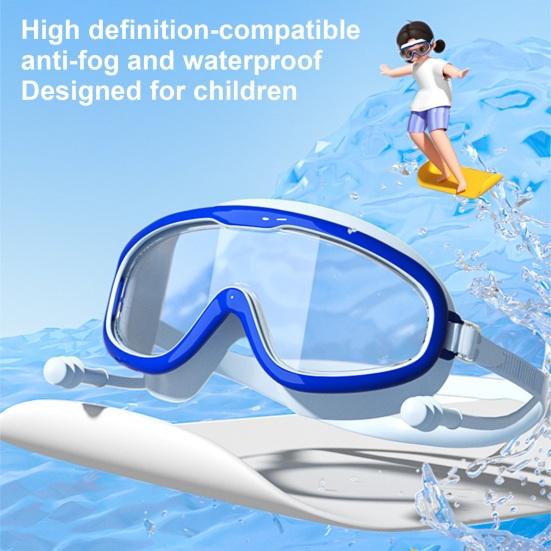 Kids Swim Goggles with Nose Clip Waterproof No Leakage UV Protection Clear Lens Boys Girls Silicone Goggles Scuba Diving Snorkeling