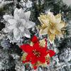 Weihnachtsglitzer Künstliche Blumen Floral Seide Kunstblume Mit Klemmen Für Weihnachtsbaum Hängende Ornamente Neujahrsgeschenk Heimdeko