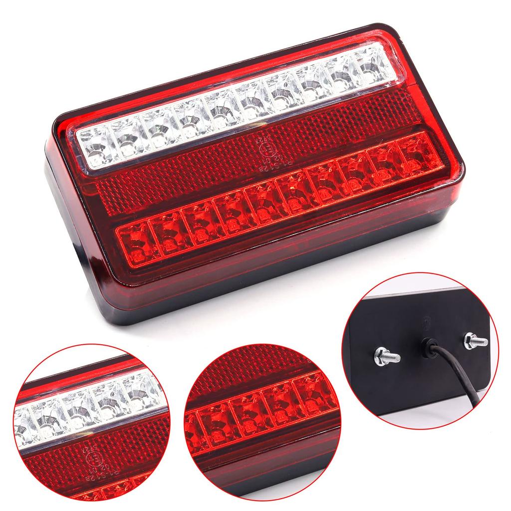 Aoling LKW Heck 12V Anhänger 20 Rot Gelb Signalleuchte Anhänger Set Lichter, Heck, LEDs, Hoch/Niedrig + Brems-/Stand-/Blinklicht Reflektoren, LKW, Traktor, Boot,