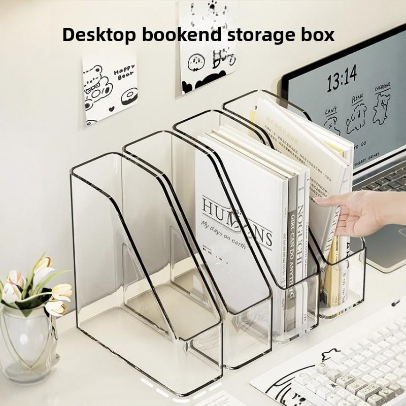 Transparentes Desktop-Aktenaufbewahrungsregal Buchständer Schreibtischorganizer Büro Zuhause Buchständer Einfache vertikale Aufbewahrungsbox für Studenten