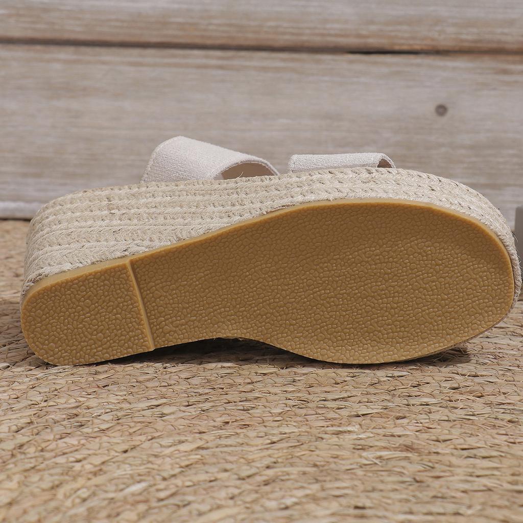 2024 New Summer Slope Häl tjock sula sandaler stort hamparep Casual fiskmun tjock sula förhöjda skor