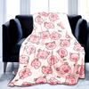 Flannel Blanket Cute Pig Pattern Soft Cozy Pink Flannel Throw For Bedroom Living Room Decor Warm Comfortable Adorable Animal