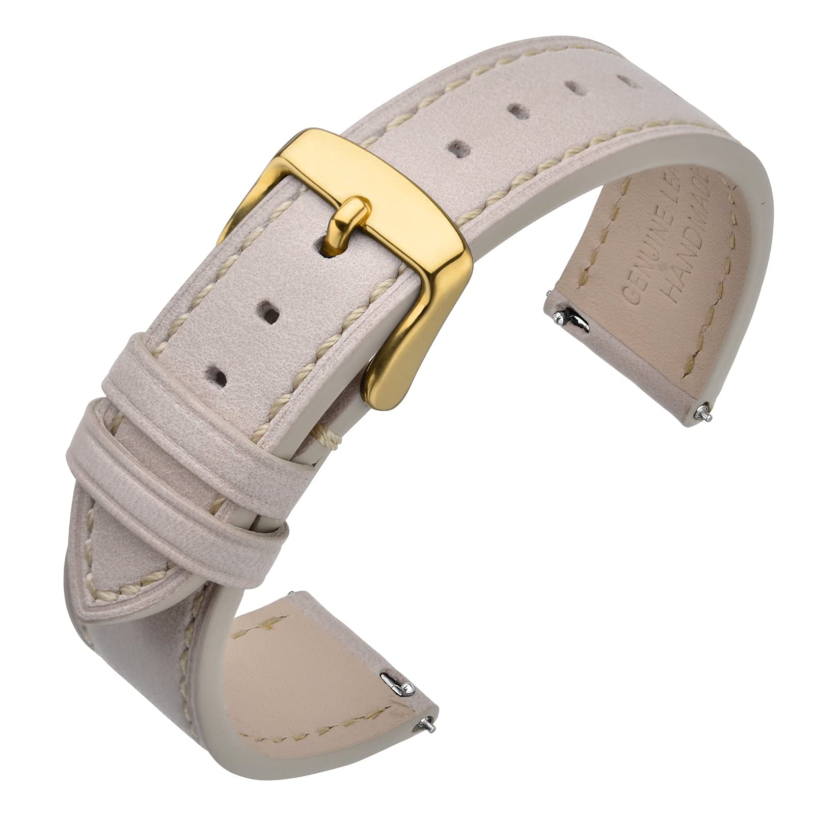 

ANNEFIT Leather Quick-Release Replacement Watch Band 0.67/0.7/0.75/0.79/0.83/0.87 inches (17/18/19/20/21/22 mm), Leather Stainless Steel 22mm