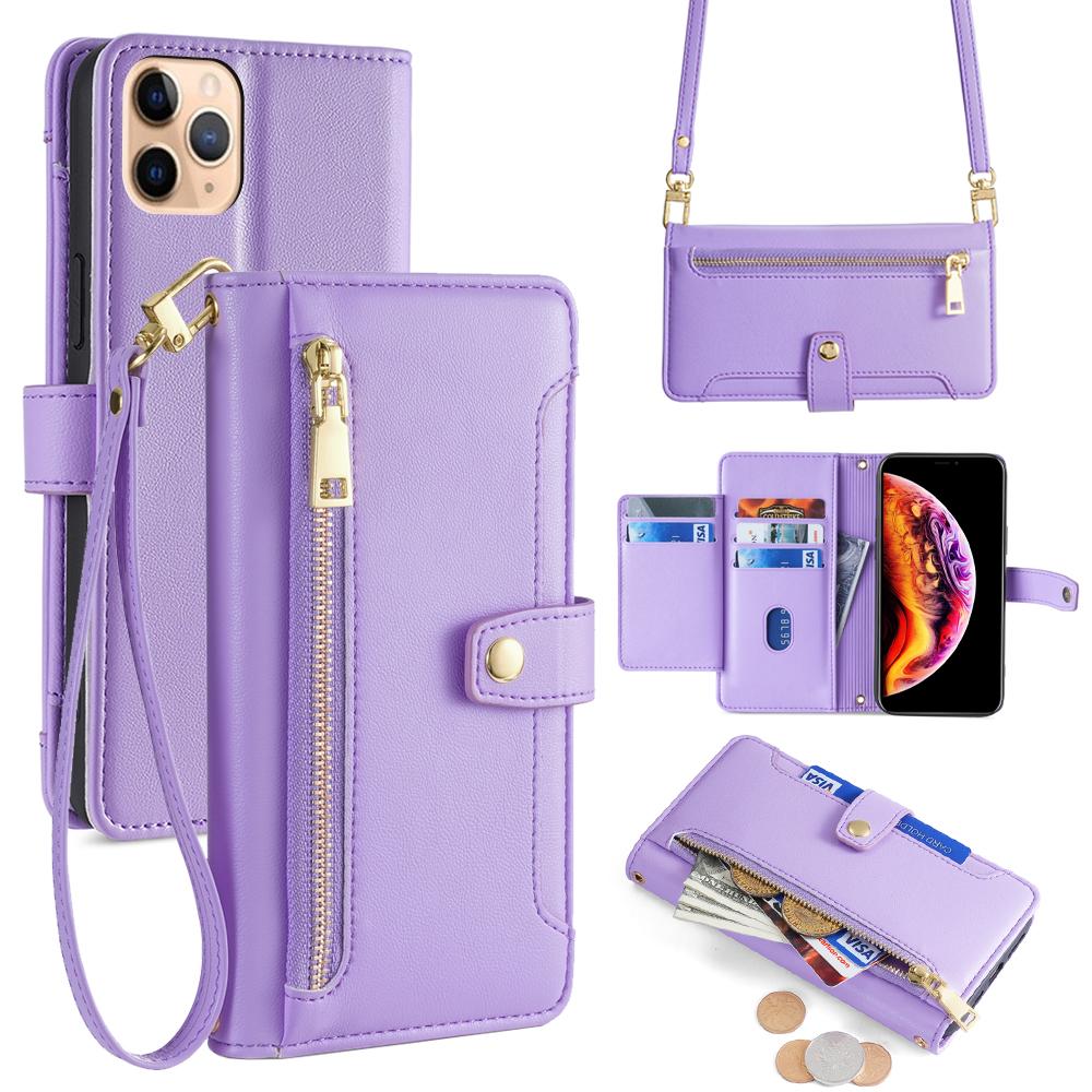 

For iPhone 11 Pro Max Cell Phone Case Magnetic Closure PU Leather Cover F