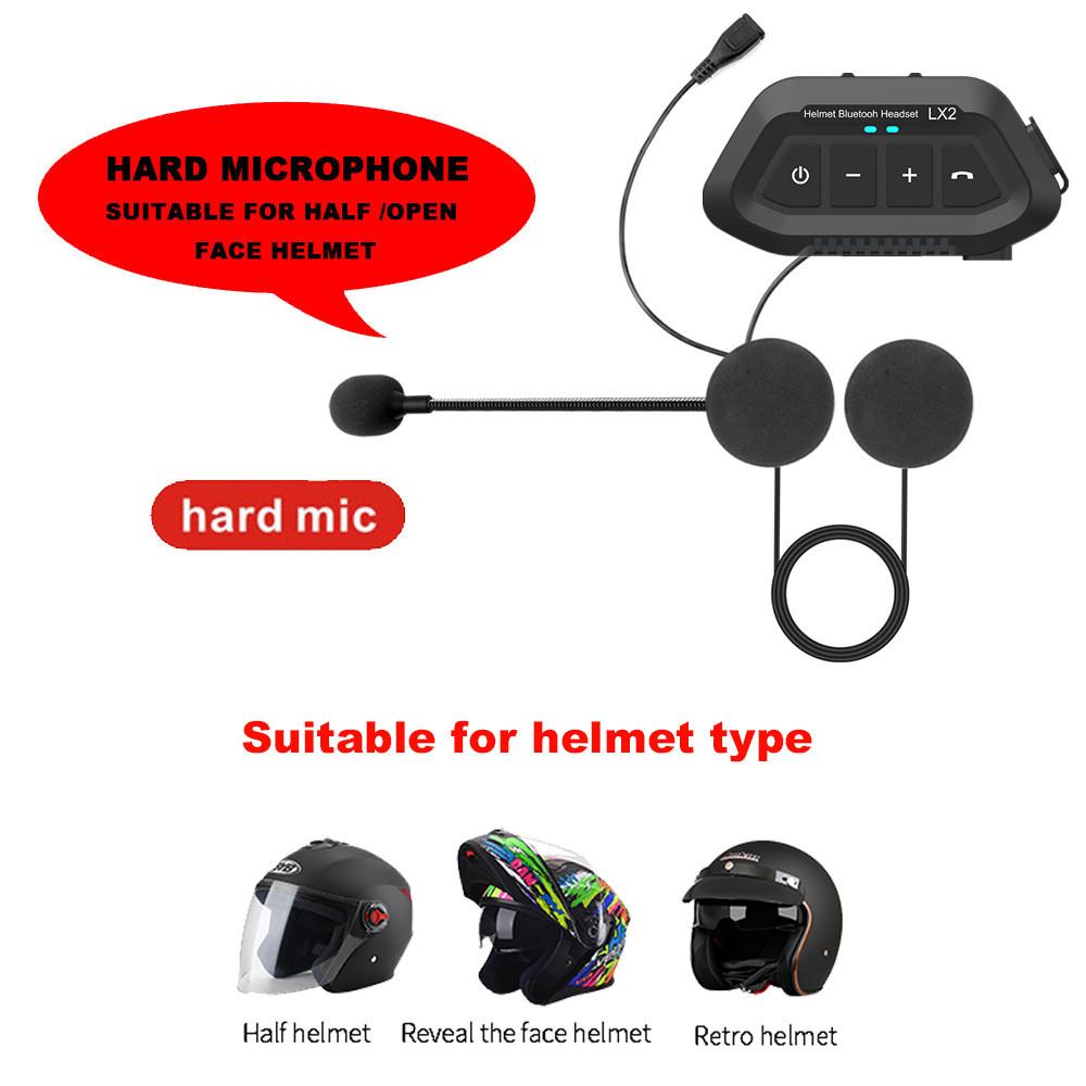 LX2 Bluetooth 5.0 Motorcycle Helmet Headset Wireless Noise Cancellation Headset IP65 Waterproof Supports Hands Free Call Music