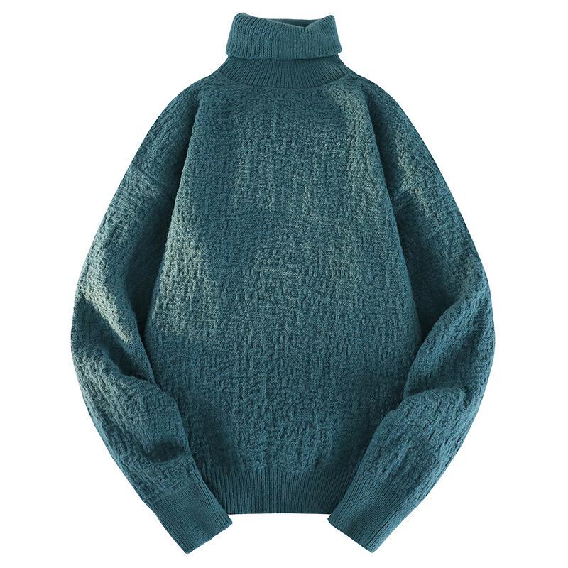 White Pullover Turtleneck Men's Knitted Sweater Autumn and Winter New Trendy Brand Loose Casual Student Sweater