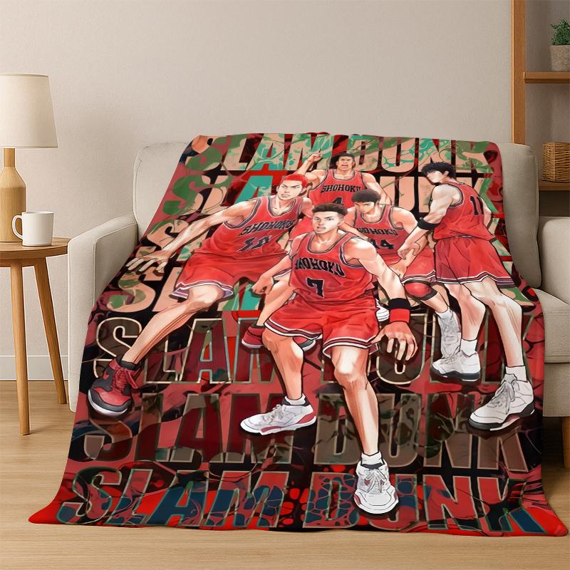 Cartoon Slam Dunk Basketball Anime Flannel Blanket Soft Warm Blanket Throw Blanket for Bedroom Living Room Bed Travel Picnic