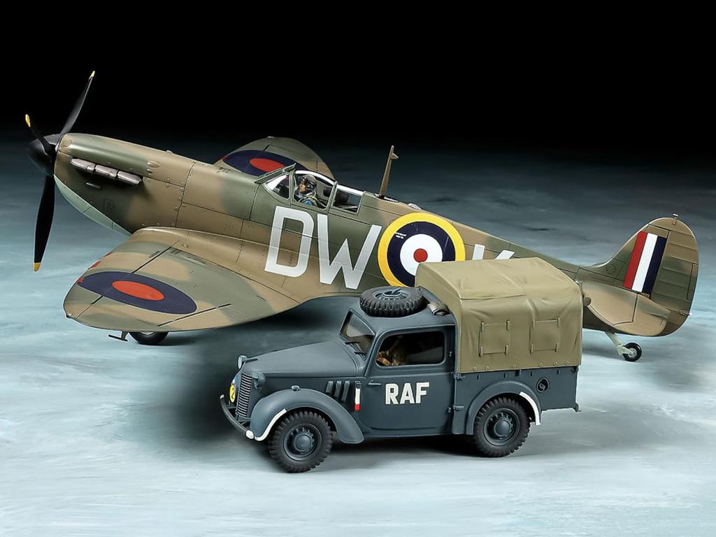 Tamiya Scale Limited Edition Supermarine Spitfire 10HP Tilly Light Military Vehicle Set Plastic Model Kit 25211 1/48 Mk.I &