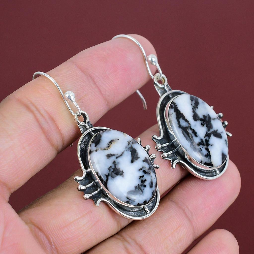 White Buffalo Turquoise Earring Natural Gemstone Jewelry Handmade Decent Earrings 925 Sterling Silver Earring Gifts For Mom Designer Jewelry