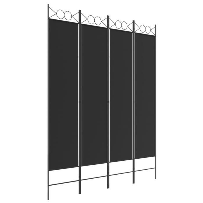 350153 vidaXL Cloison de séparation 4 panneaux Noir 160x200 cm Tissu