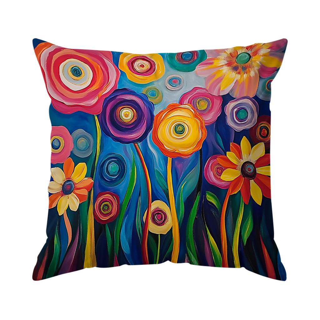 Abstract Flowers Cushion Pillowcase Printed Polyester 45X45Cm Throw Pillowcover Decorative Sofa Cushion Pillowslip Home Decor