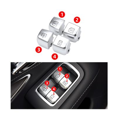 Für Mercedes Benz W222 S-Klasse 2014-2019 Schalterknopf-Abdeckung für hinteres Fenster Fahrzeugtürglas-Steuerschalter Innenraumzubehör