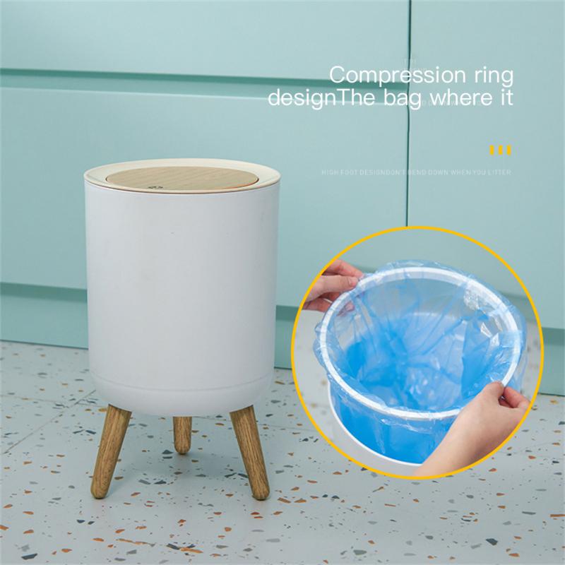 Desktop Trash Can Mini Garbage Can Simple Press Trash Storage Bin Cute Round Trash Can Kitchen Dustbin Table Trash Bin