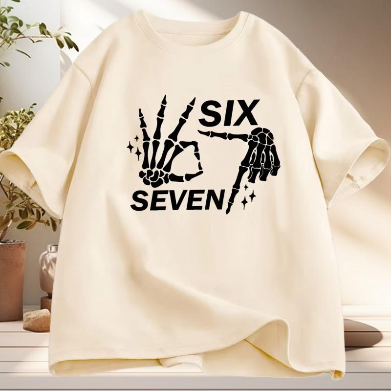 Funny Skeleton Hands T Shirt 67 Halloween TShirt Six Seven Couples Tee Men Women Cotton Short Sleeve Tshirt Vintage Clothing