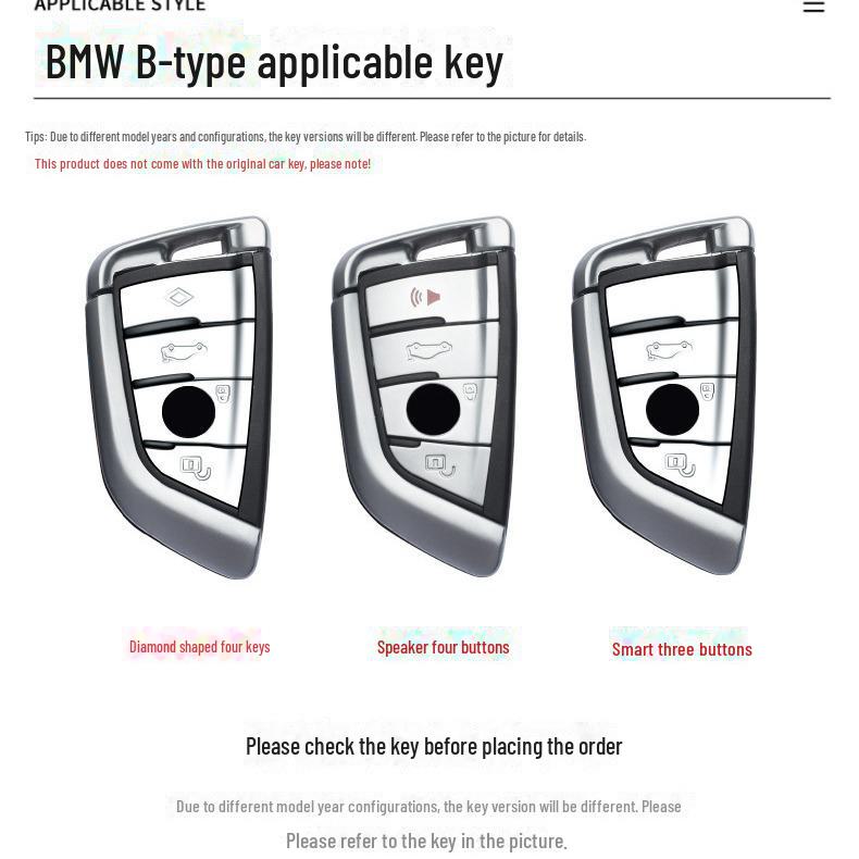 BMW 5 Series 530 Key Cover with Metal Shell Buckle, Fits 525/1/4/2/6 Blade and 325li Car.