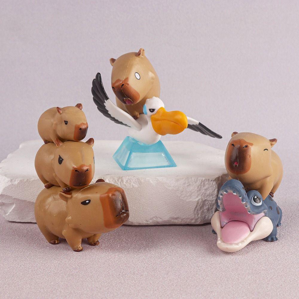 Riding Bird Capybara Figure Toys Take Bath Capybara Animals Figures Children