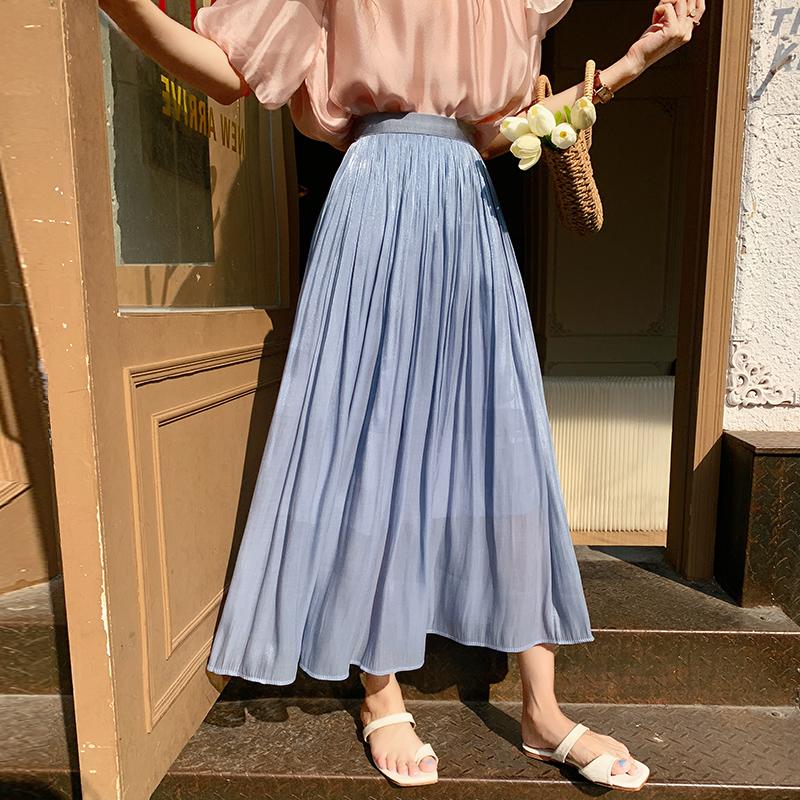 

Корейская мода, летняя женская элегантная сетчатая юбка принцессы с высокой талией, розовая, зеленая, белая, черная, синяя, хаки, фиолетовая вечерние миди, фатиновая юбка