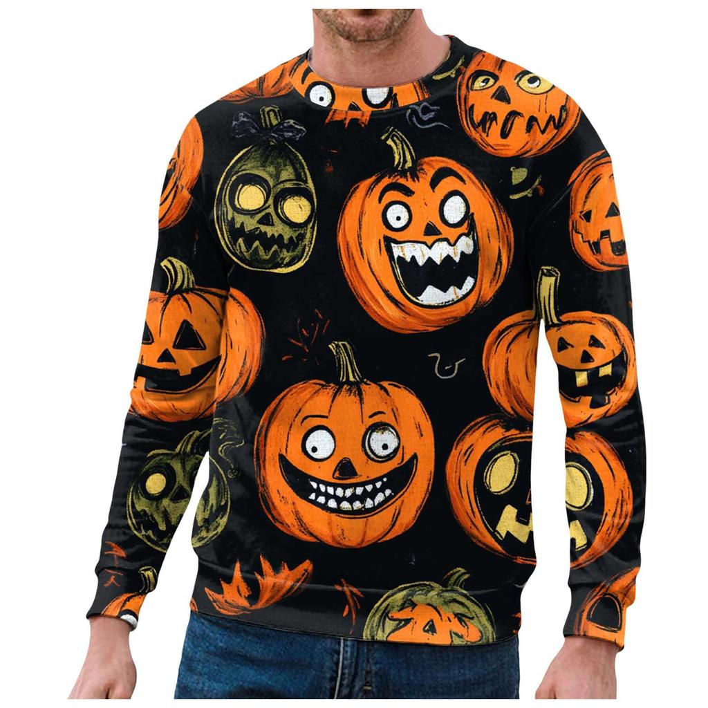 Autumn 3D Halloween Funny Pumpkin Pattern Printed Hoodies Fashionable Casual Sports Long Sleeved Men's Hooded Sweatshirts