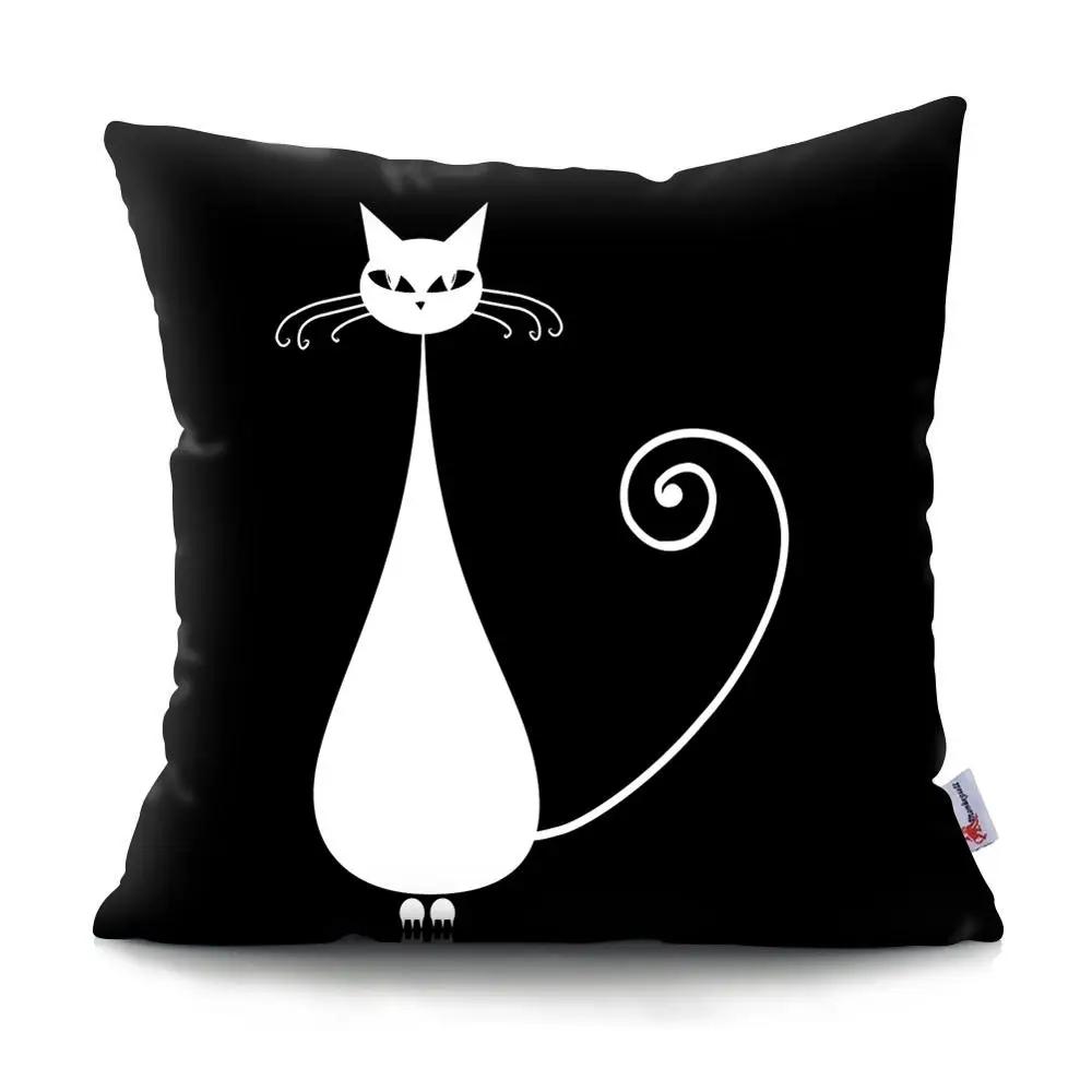 Black Cat Cushion Cover Pet  Sofa Bedroom Decoration Pillowcase Pattern   Case