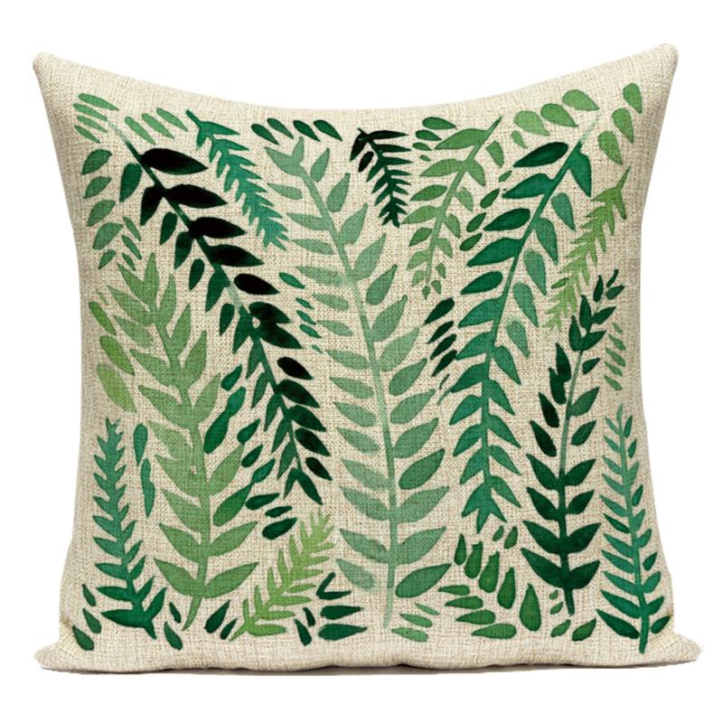 Tropical Green Plant Leaf Cactus Palm Polyester Pillow Case Sofa Home Decoration Cushion Cover Pillowcase for Living Room