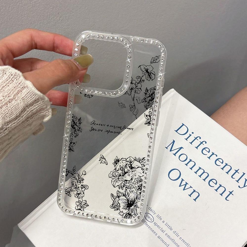 Bracelet Chain Phone Case For iPhone 17 16 15 13 14 for 17Air 17 12 14 16 Pro 17 14 16 Pro Max Sparking Diamond Cute Pattern Hard Cover With Lanyard