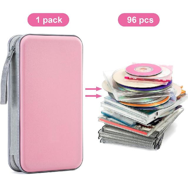 DVD Case, 96 Capacity CD Case Portable CD Holder Storage Hard Plastic DVD Wallet Holder Organizer For Car