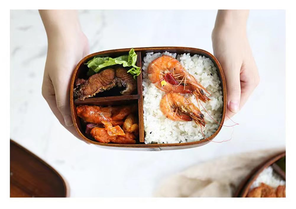 KXLCGYK Magewappa Bento 700ml Single Magewappa Natural Lacquer Blue Drawstring Wooden Spoon and Chopsticks Perfect for Commuting or School Box, Oval,