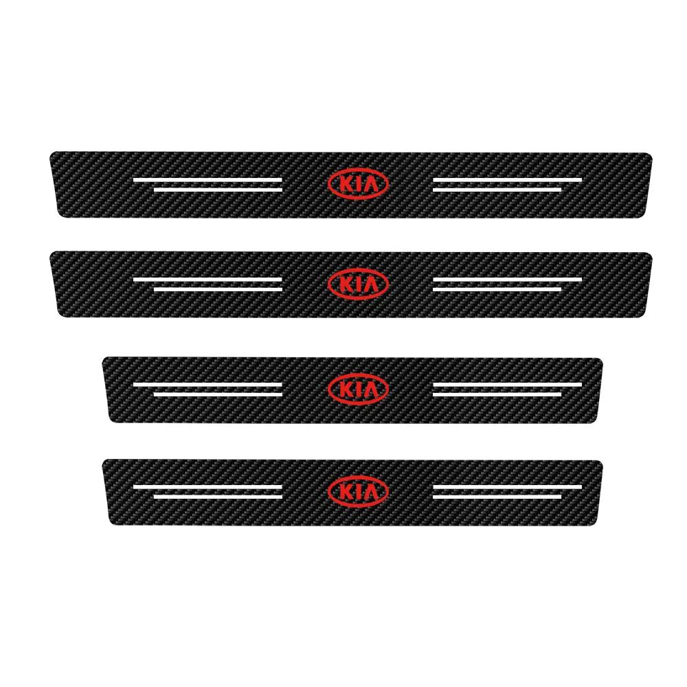 Carbon Fiber Car Door Sill Anti Scratch Protective Stickers Decals For Kia GT Line Sportage Ceed Picanto K5 K3 Stonic Niro Soul