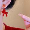 Modeschmuck Chinesischer Stil Pony Ohrringe Fu Zeichen Rote Hängeohrringe Neujahrsgeschenk