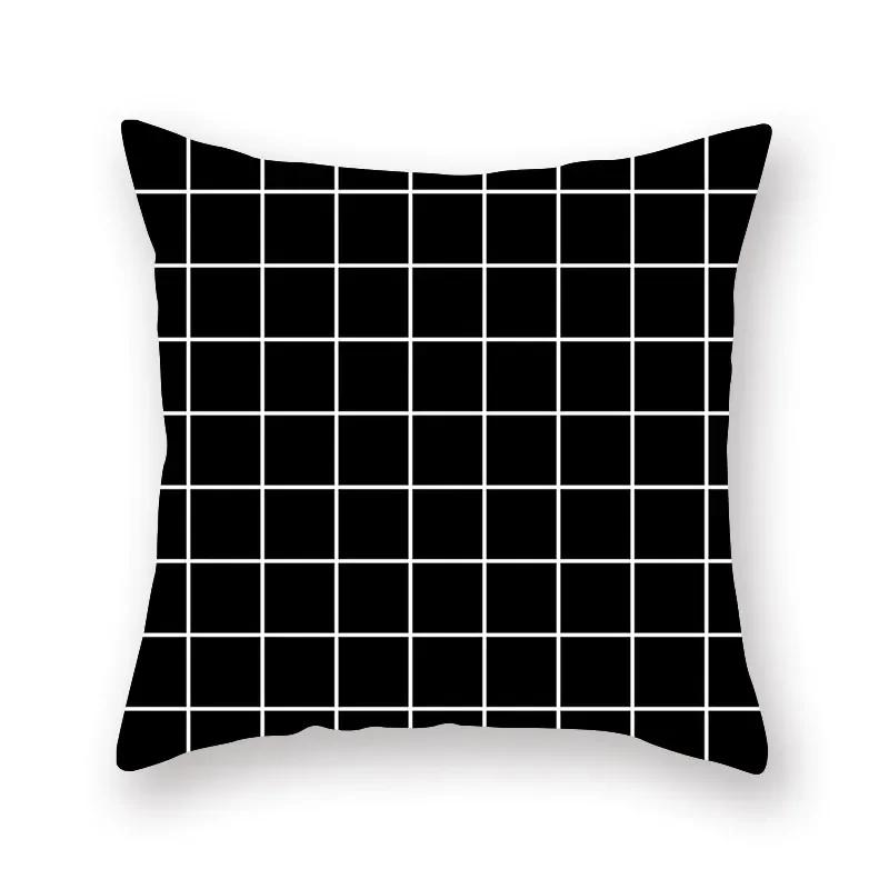Black White Geometric Pattern Cushion Cover Polyester Sofa  Upholstery Pillowcase Home Decor