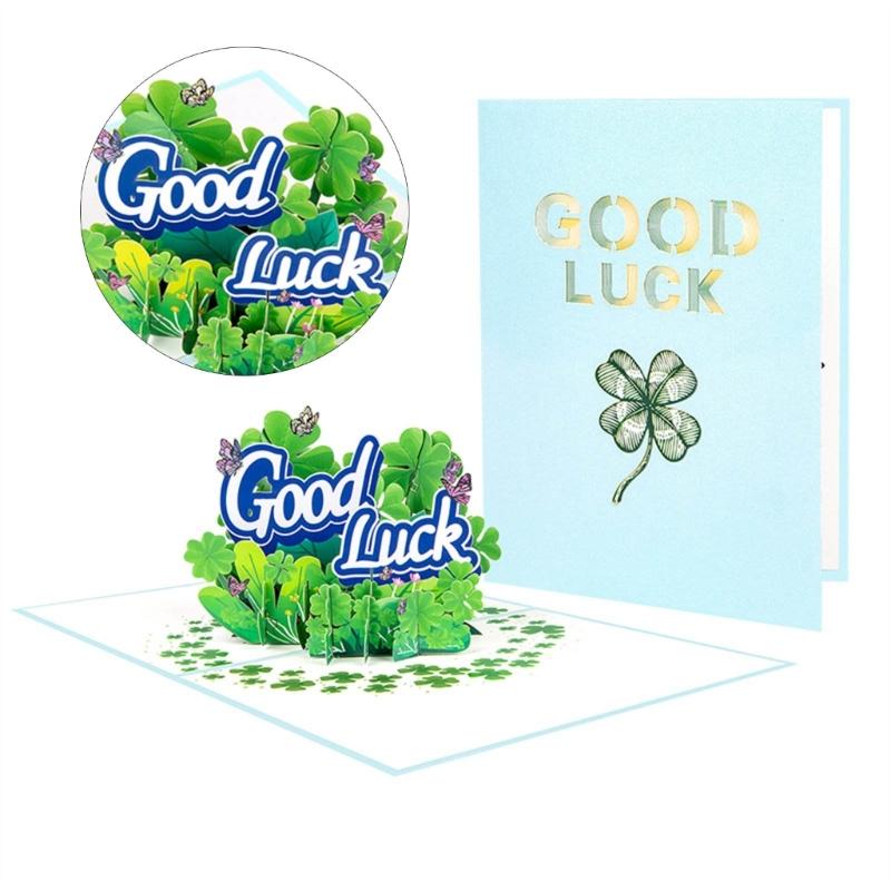 Good Luck Popup  Card Clovers Popup  Greetings Card 3D Birthday Card Gift Cards for Graduations