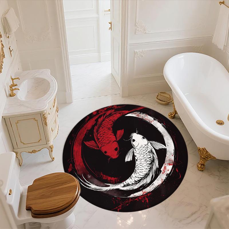 Yin-Yang Fish,Round Area Rug,Carpet Rug for Living Room Bedroom Sofa Playroom Decor,Non-slip Floor Mat