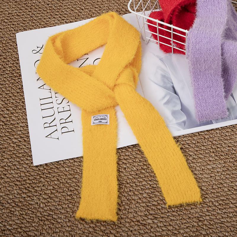 Black And White Striped Plush Scarf Women's Scarves Neck Warmer Girls Versatile Decoration Korean Thin And Narrow Long Tie Scarf