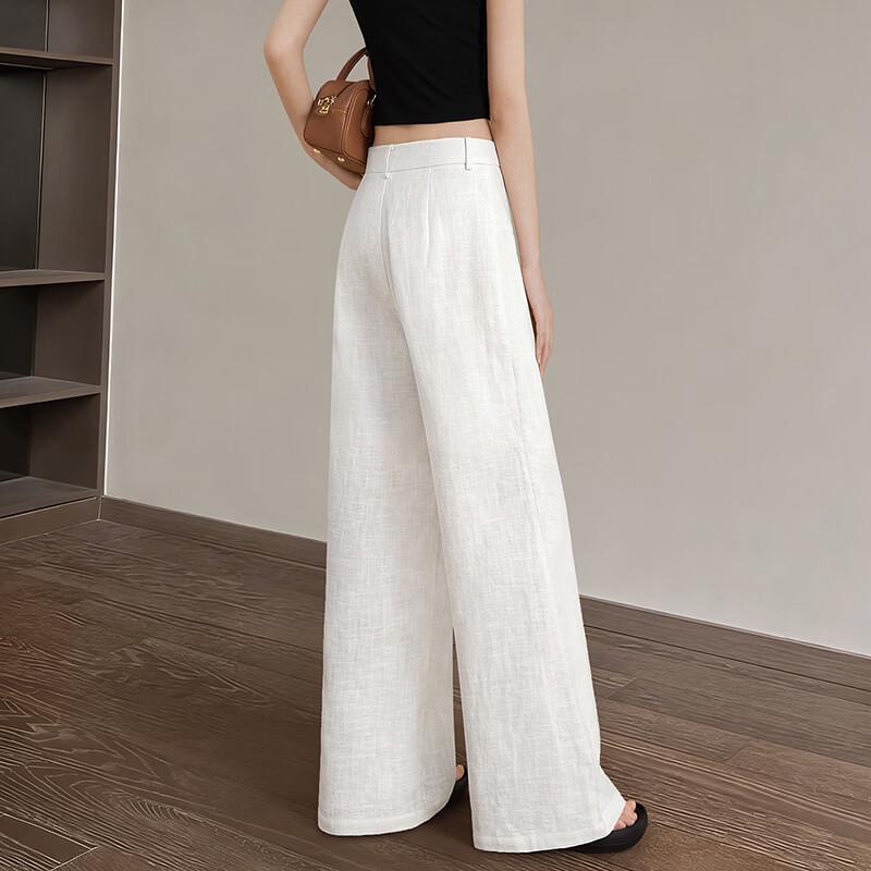 Ta Chi Women's Ramie Blend High-Waist Casual Long Pants